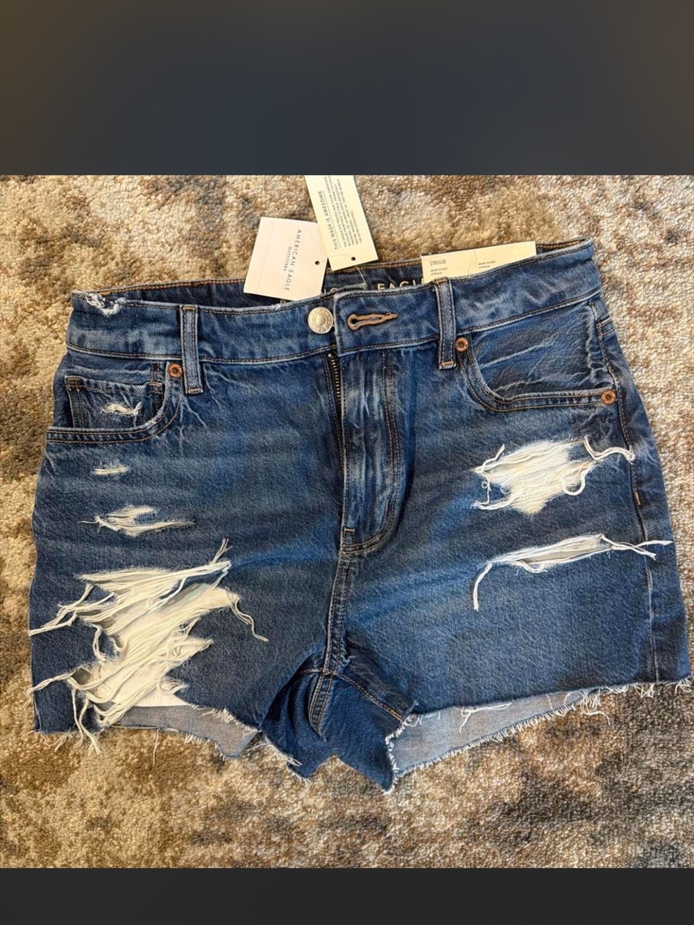 American Eagle Outfitters Distressed Dark Blue Denim Shorts